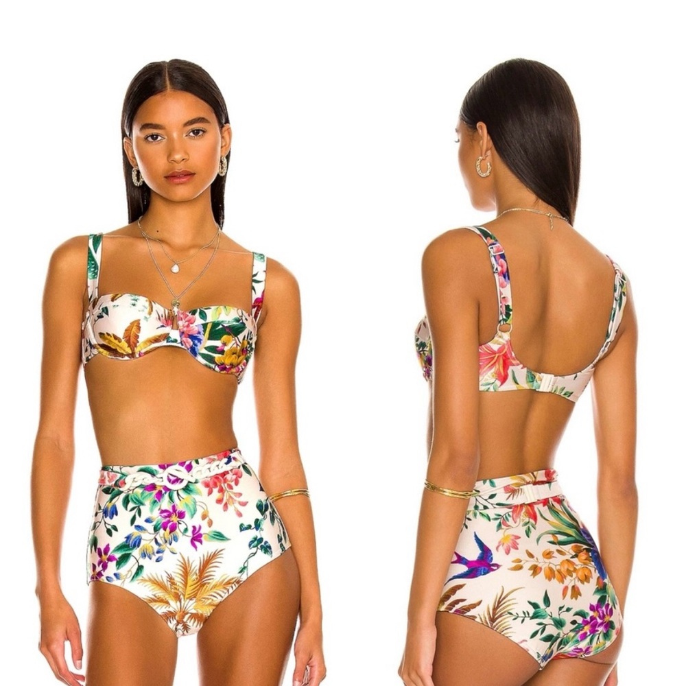 Zimmermann Tropicana Two Piece Bikini Balconette Top  and High Rise Bottoms